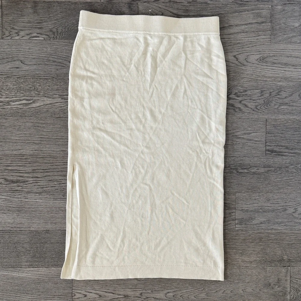 🌼RALPH LAUREN🌼 NWT Cream Knit Midi Skirt, Size XL - Picture 7 of 8